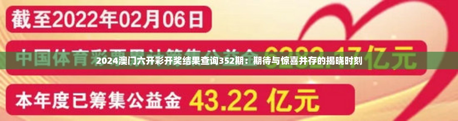 2024澳门六开彩开奖结果查询352期：期待与惊喜并存的揭晓时刻